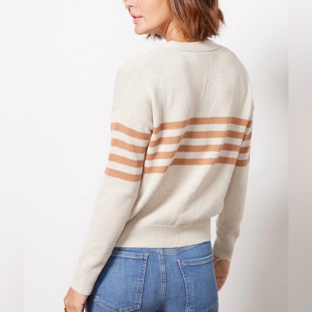 Evereve "Quincy" Button Up Cardigan (Oatstripe) - Women's Small - Picture 7 of 8